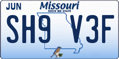 MO license plate SH9V3F