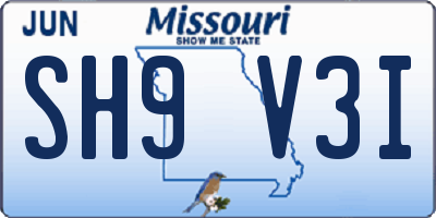 MO license plate SH9V3I