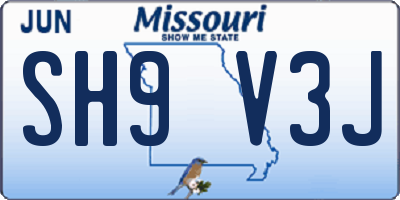 MO license plate SH9V3J