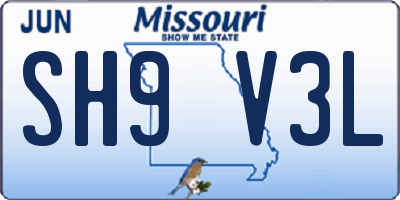 MO license plate SH9V3L