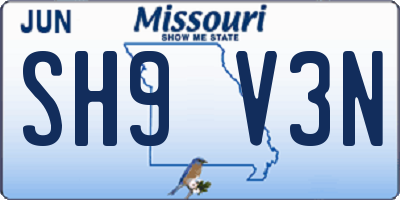 MO license plate SH9V3N