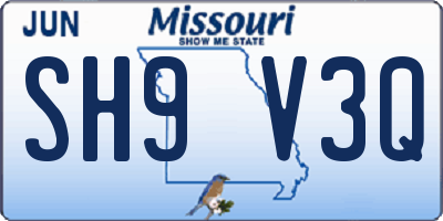 MO license plate SH9V3Q