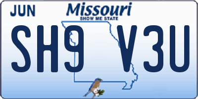 MO license plate SH9V3U