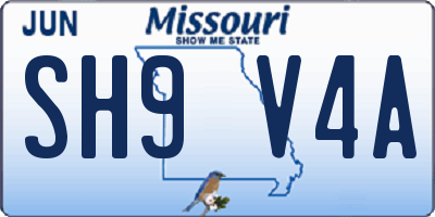 MO license plate SH9V4A