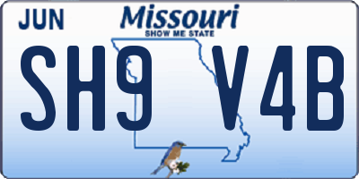 MO license plate SH9V4B