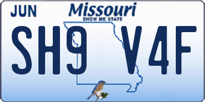 MO license plate SH9V4F