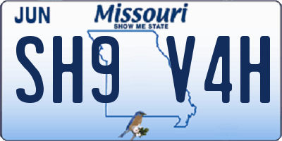 MO license plate SH9V4H