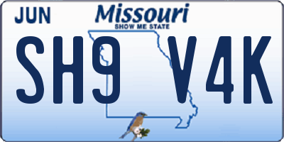 MO license plate SH9V4K