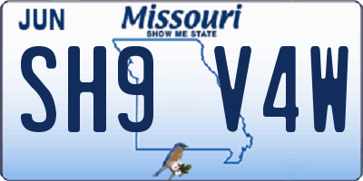 MO license plate SH9V4W