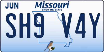 MO license plate SH9V4Y