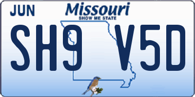 MO license plate SH9V5D