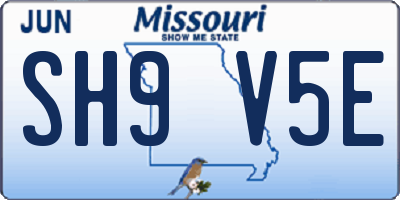 MO license plate SH9V5E