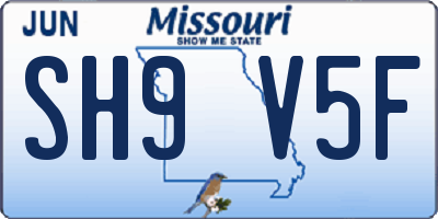 MO license plate SH9V5F