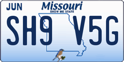 MO license plate SH9V5G