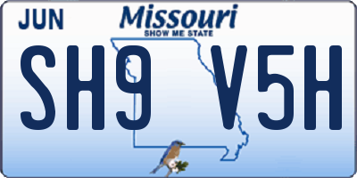 MO license plate SH9V5H