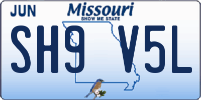 MO license plate SH9V5L