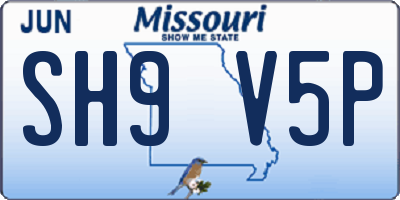 MO license plate SH9V5P