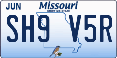 MO license plate SH9V5R