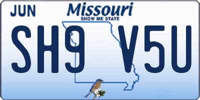 MO license plate SH9V5U