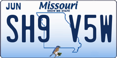 MO license plate SH9V5W