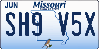 MO license plate SH9V5X