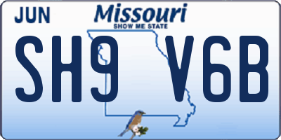 MO license plate SH9V6B