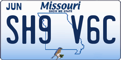 MO license plate SH9V6C