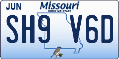 MO license plate SH9V6D