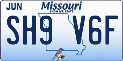 MO license plate SH9V6F