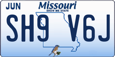MO license plate SH9V6J