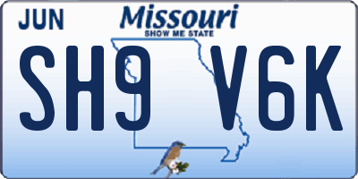 MO license plate SH9V6K