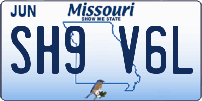 MO license plate SH9V6L