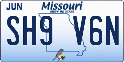 MO license plate SH9V6N