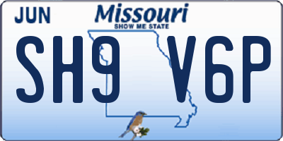 MO license plate SH9V6P