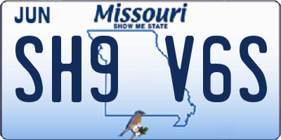 MO license plate SH9V6S