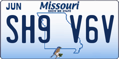 MO license plate SH9V6V