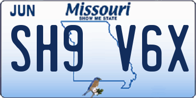 MO license plate SH9V6X
