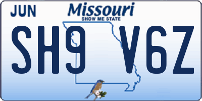 MO license plate SH9V6Z