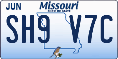 MO license plate SH9V7C