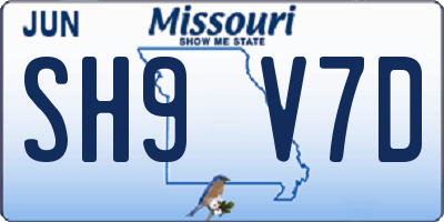 MO license plate SH9V7D