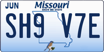 MO license plate SH9V7E