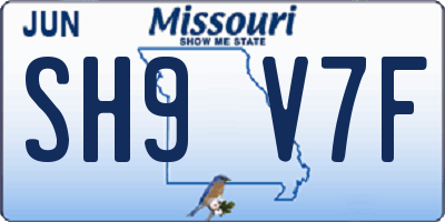 MO license plate SH9V7F