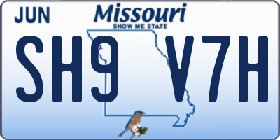 MO license plate SH9V7H