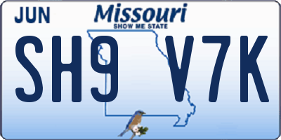 MO license plate SH9V7K