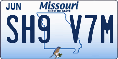 MO license plate SH9V7M