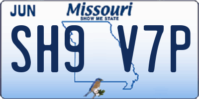 MO license plate SH9V7P