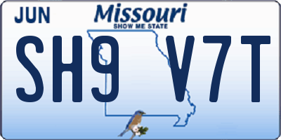 MO license plate SH9V7T