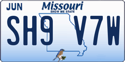MO license plate SH9V7W