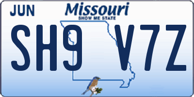 MO license plate SH9V7Z