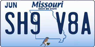 MO license plate SH9V8A